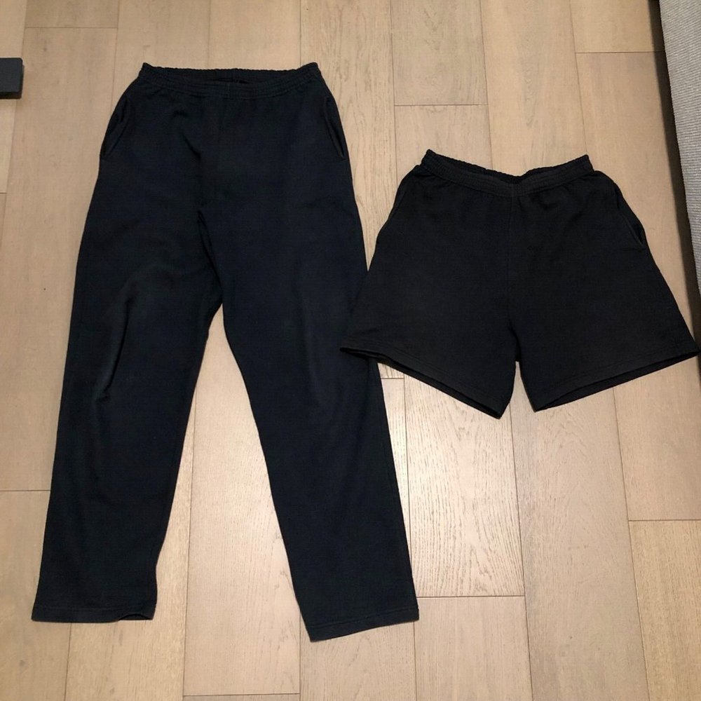 Heavyweight Sweatpants Sweatshorts Matching Pants & Shorts Bundle (Black)